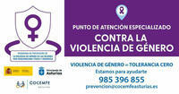 Cartel que anuncia el punto de apoyo para la prevención contra la violencia de género
