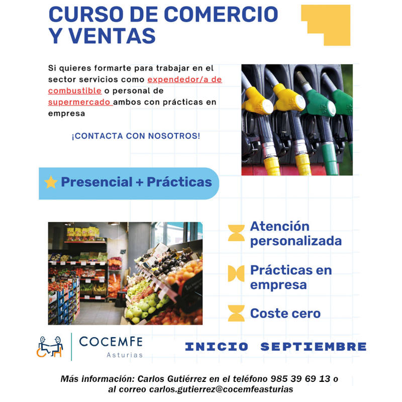 anuncio del curso de comercio y ventas